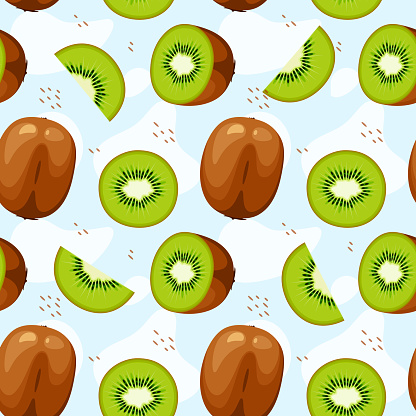 Seamless pattern with juicy kiwi.