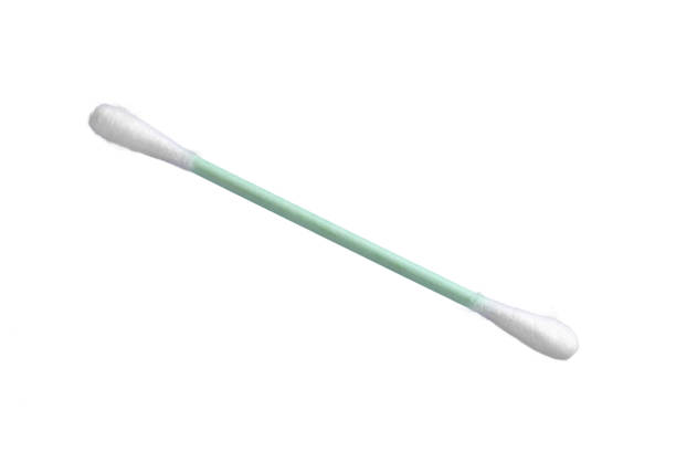 Cotton bud on white stock photo