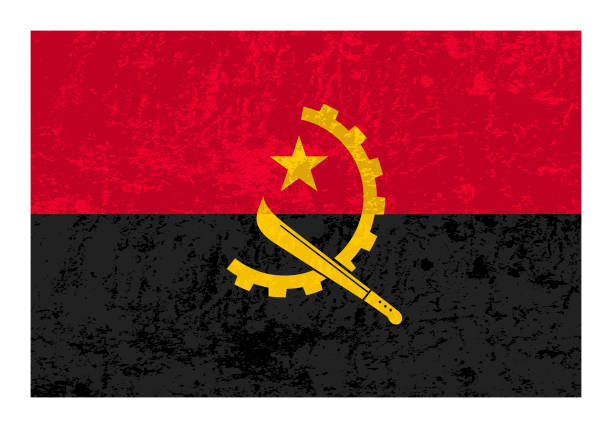 istock Angola grunge flag, official colors and proportion. Vector illustration. 1420374530