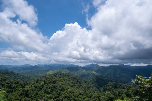 istock Mountain with sky and big white clouds 1420381430
