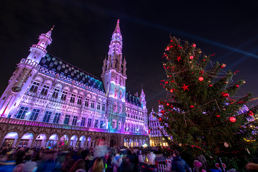 Grand Place square in Christmas time during the light festival