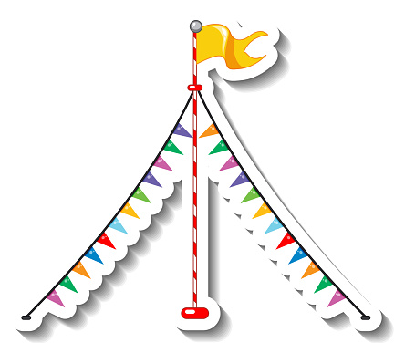 Flag Event Sticker Sticker Template With Flag Decorations For Fun Fair Isolated Stock ...