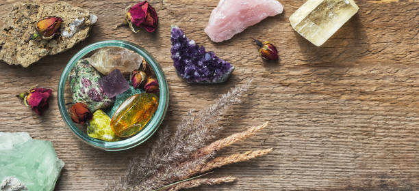 istock Stones and minerals set up for healing therapy 1420390217