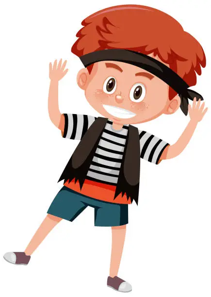 Vector illustration of Pirate concept with a boy in pirate costume isolated on white background