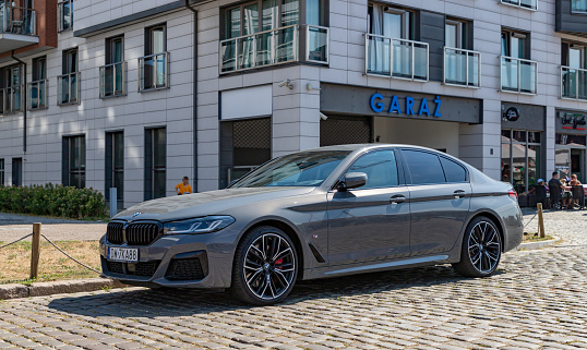 Gdansk, Poland - August 13, 2022: A picture of a gray BMW 7 Series 760Li.