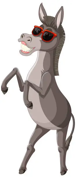Vector illustration of Funny donkey animal cartoon character