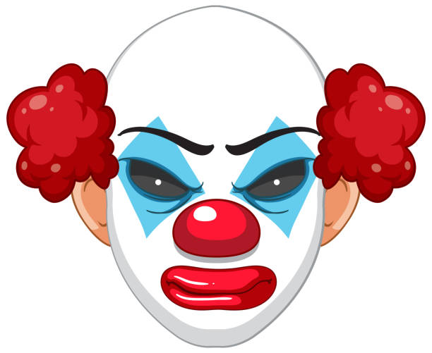 Creepy clown face on white background Creepy clown face on white background illustration scary clown mouth stock illustrations