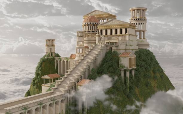 istock Palace on Mount Olympus Fantasy 3D Illustration 1420393349