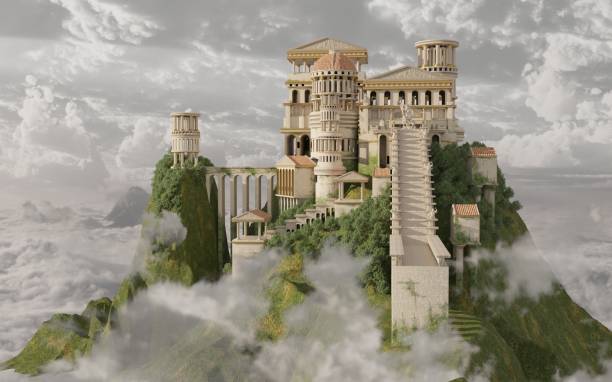 istock Palace on Mount Olympus Fantasy 3D Illustration 1420393353