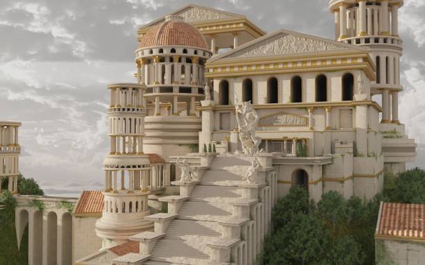 istock Palace on Mount Olympus Fantasy 3D Illustration 1420393446