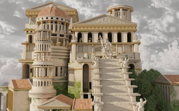 istock Palace on Mount Olympus Fantasy 3D Illustration 1420393523