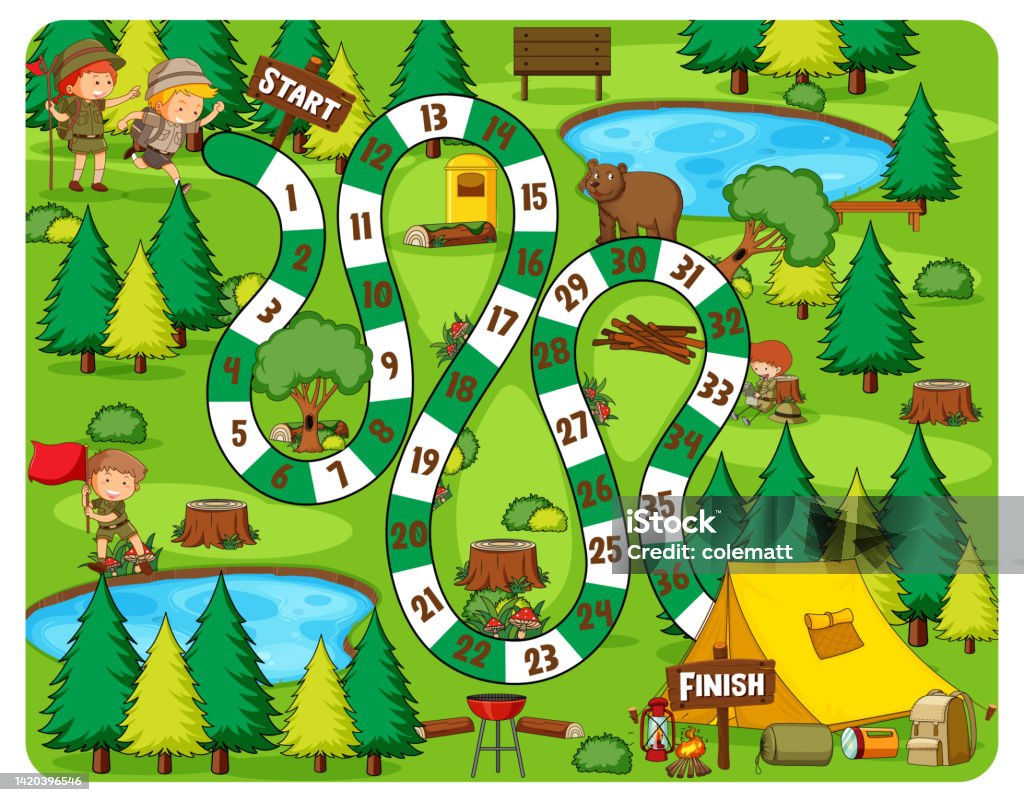 Path Basic Games Path Board Game Camping Theme Stock Illustration - Download Image Now ...