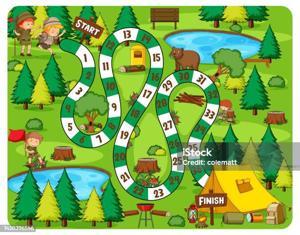 Path Game Map Path Board Game Camping Theme Stock Illustration - Download Image Now ...