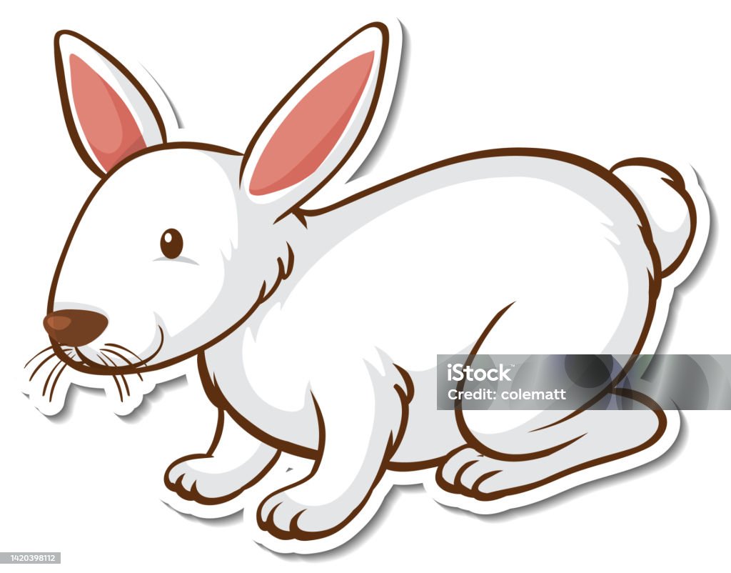 Sticker Uncolour Rabbit A Sticker Template With A White Rabbit Isolated Stock Illustration ...