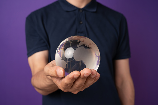 Earth Globe, Purple Background, Global Business