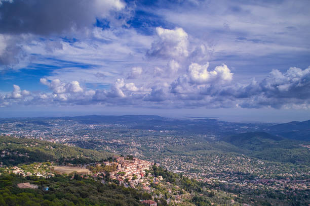 istock Small town of Cabris seen from the sky 1420405564