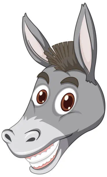 Vector illustration of Donkey with face expression on white background