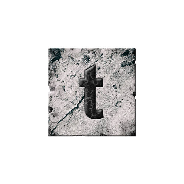 istock Letter t. Alphabet on stone blocks. Lowercase. Isolated on white background. Education. Design 1420408243