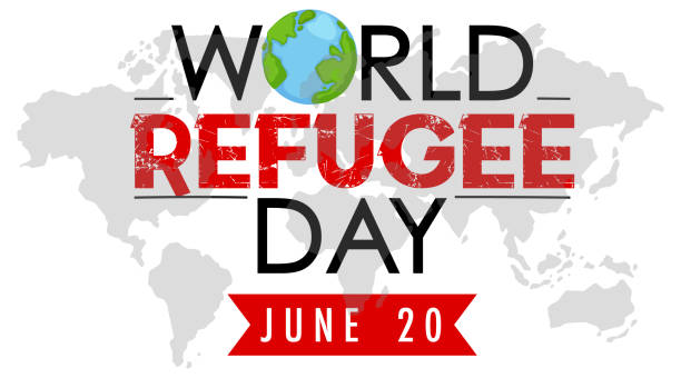 istock World Refugee Day on June 20 banner with world map background 1420408612