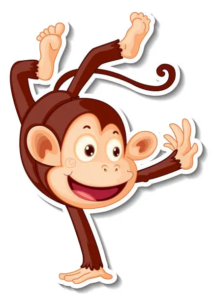 Vector illustration of Monkey cartoon character sticker