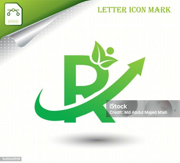 Letter Design R Alami Huruf R Alami Dengan Template Desain Logo Ramah Lingkungan Ilustrasi ...