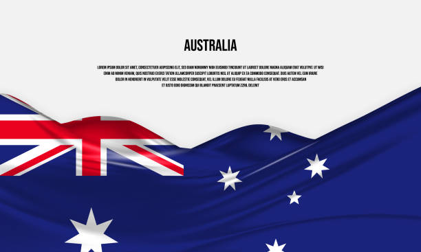 illustrations, cliparts, dessins animés et icônes de conception du drapeau australien. drapeau australien en tissu de satin ou de soie. illustration vectorielle. - australian flag