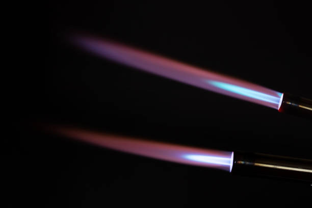 istock Blue flame. Macro view of a blue flame from a gas torch 1420424781