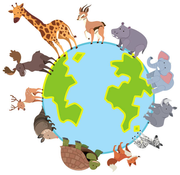 istock African animals standing on the earth planet in flat style 1420427411