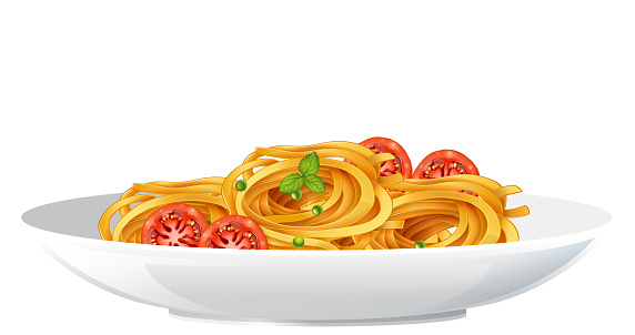 Spaghetti with tomato isolated illustration
