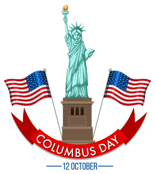 istock Columbus day banner with statue of liberty 1420428955