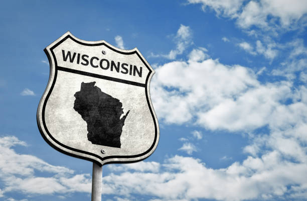 istock Wisconsin Road sign in Route 66 style 1420435131