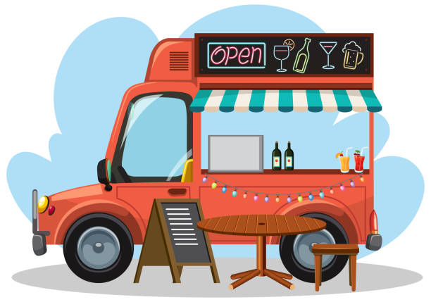 istock Flea market concept with food truck 1420435894