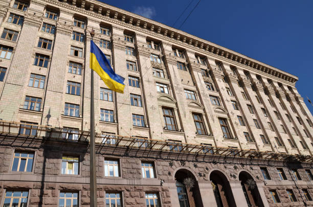 Kyiv city council building on the street Khreshchatyk. The capital of Ukraine.
