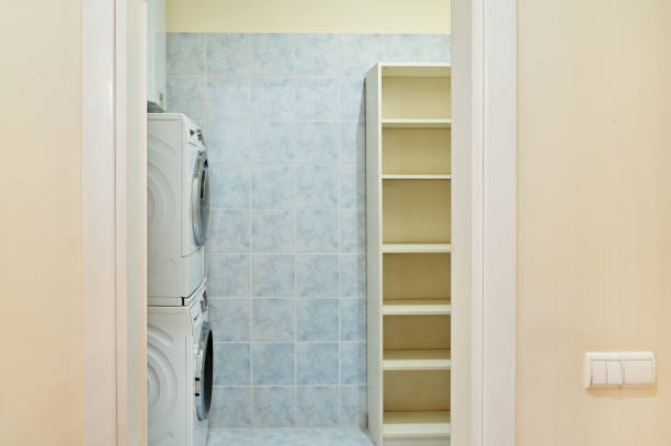 Utility room in the house for laundry and storage.