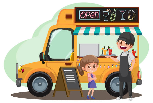 istock Flea market concept with food truck 1420456804