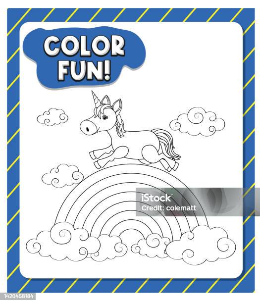 Worksheets Template With Color Time Text And Unicorn Outline Stock Worksheets Template With Color Time Text And Unicorn Outline Stock
