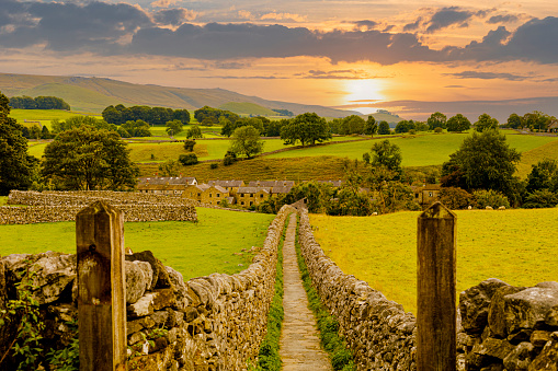 Beautiful Grassington in the Yorkshire Dales at Sunset.