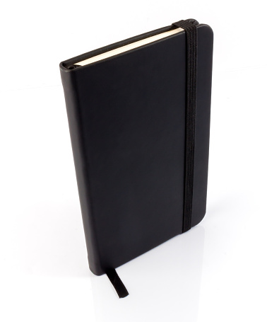 black notebook for notes drawings white background