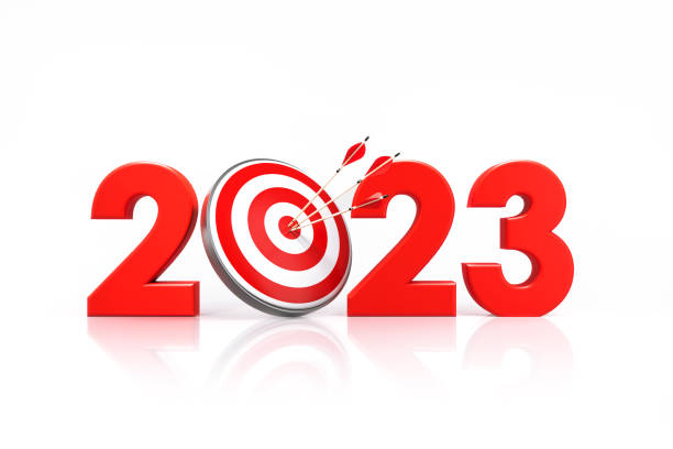 istock 2023 Written By Red Bull's Eye Target on White Background 1420475325
