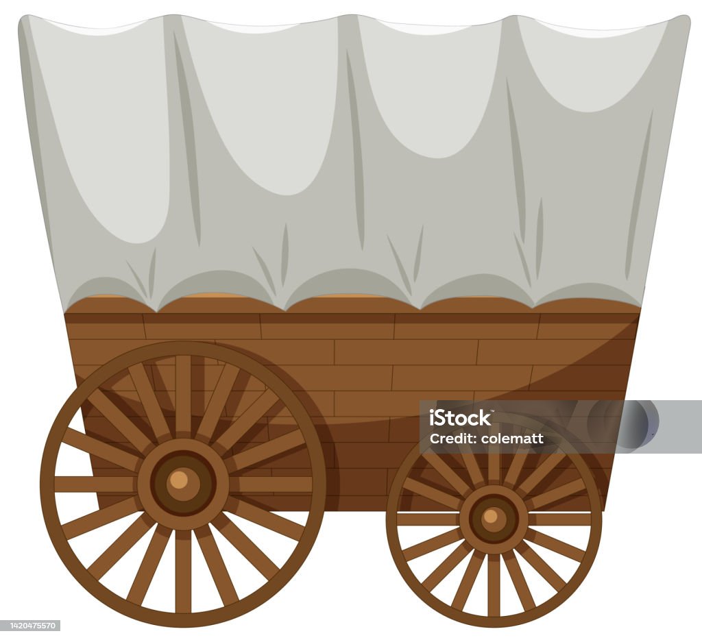 Wagon Train Vector Wagon Train On White Background Stock Illustration - Download Image Now ...
