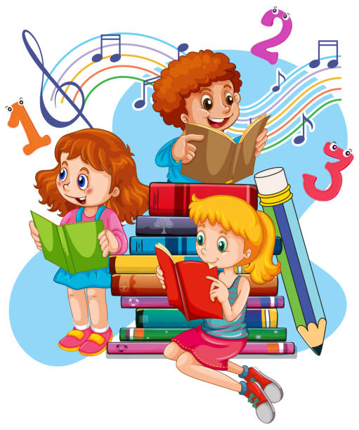 istock Three children are reading books on a stack of books 1420476223