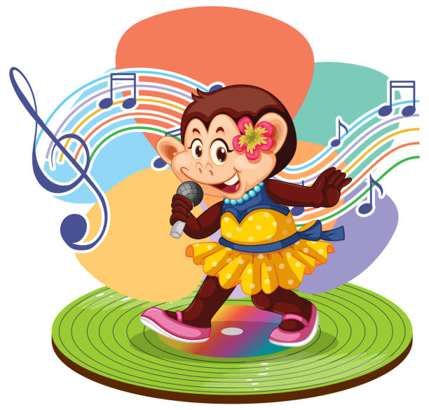Singer Monkey 440+ Monkey Music Player Stock Illustrations, Royalty-Free Vector ...