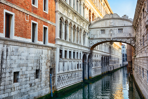 The Bridge of Sighs in Venice was built in 1600, Italy