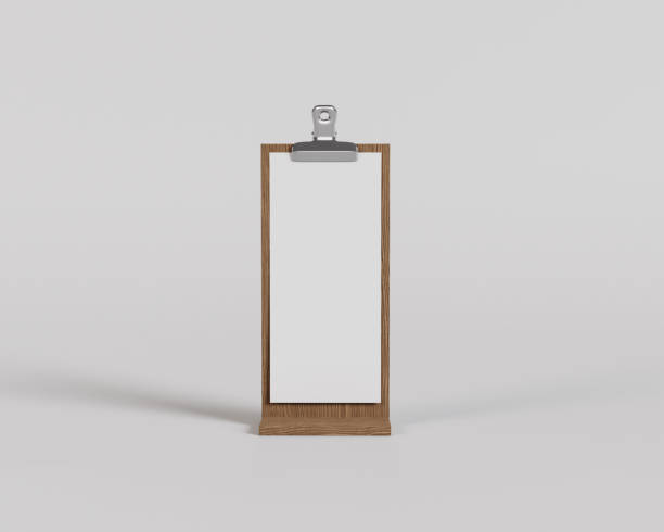 istock Standing Wood Clipboard mockup, menu board 1420480933