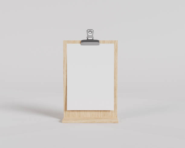 istock Standing Wood Clipboard mockup, menu board 1420480958