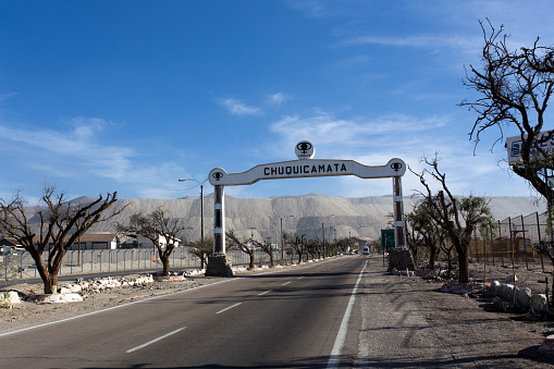 Calama, Chile - August 14, 2019: view of entrance of Chuquicamata mine