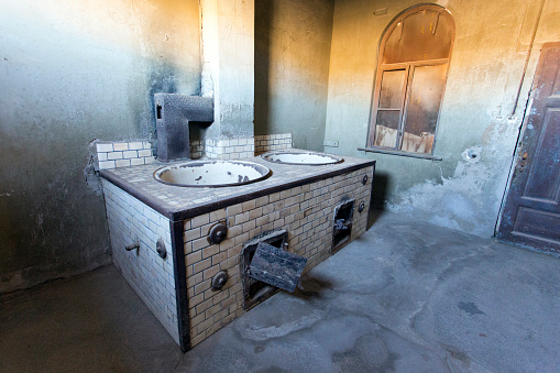 Pomona, Namibia - August 16, 2018: picture of tools taken at Pomona, ghost diamond town