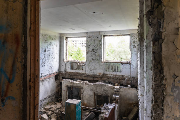 istock Abandoned secret Soviet Union military ghost town Irbene in Latvia 1420484792
