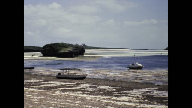 Kenya 1977, View of the beach fishermen with their wooden boat