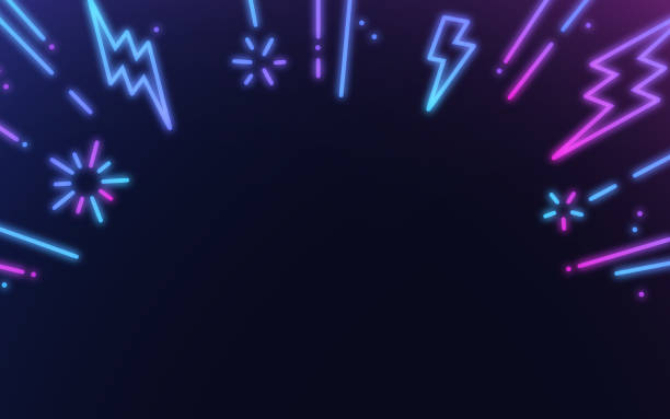 Lightning Bolt Excitement Blast Abstract Background Lightning bolt blast line copy space background pattern. 80s stock illustrations